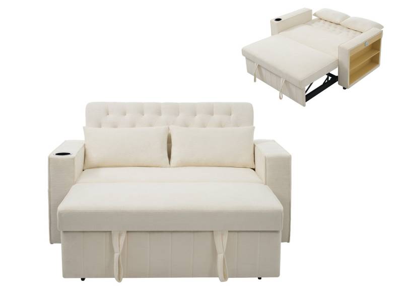 SeedWave Schlafsofa 2-Sitzer Klappsofa mit Ladefunktion, Rückenlehne mit 3 Liegepositionen, Gästebett inkl. 1 Getränkehalter, 2 Seitentaschen, 2 Ablagefächer SeedWave Schlafsofa 2-Sitzer Klappsofa mit Ladefunktion, Rückenlehne mit 3 Liegepositionen, Gästebett inkl. 1 Getränkehalter, 2 Seitentaschen, 2 Ablagefächer von SeedWave