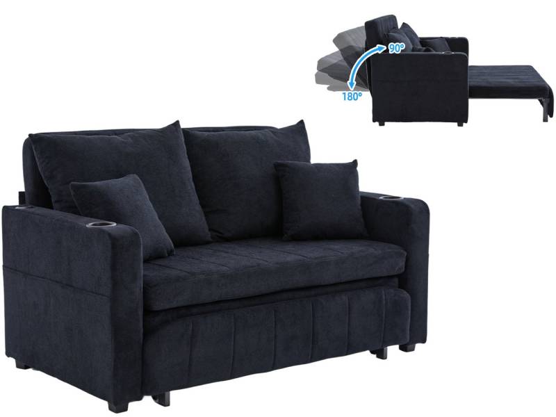SeedWave Schlafsofa Chenille 2 Sitzer Klappsofa mit USB-Anschluss, Verstellbarer Rücklehne, 3-in-1-Sofa mit Seitentaschen, Becherhalters, 4× Kissens SeedWave Schlafsofa Chenille 2 Sitzer Klappsofa mit USB-Anschluss, Verstellbarer Rücklehne, 3-in-1-Sofa mit Seitentaschen, Becherhalters, 4× Kissens von SeedWave