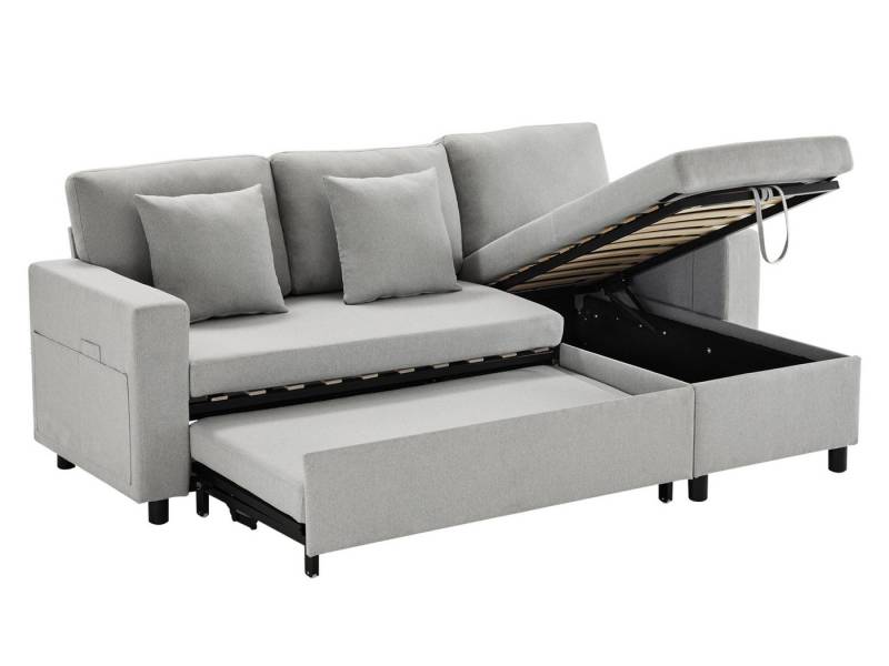 SeedWave Schlafsofa Leinenstoffen Schlafsofa für 3-4 Personen, Ecksofa und Bett in Einem, Polstersofa mit Chaiselongue, Seitenfach und Stauraum SeedWave Schlafsofa Leinenstoffen Schlafsofa für 3-4 Personen, Ecksofa und Bett in Einem, Polstersofa mit Chaiselongue, Seitenfach und Stauraum von SeedWave