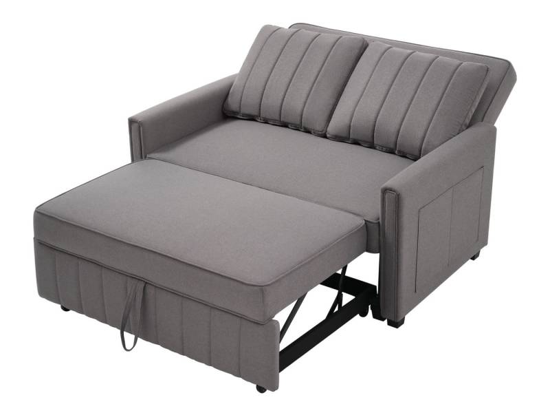 SeedWave Schlafsofa mit 13,5 cm Matratze, verstellbarer Rückenlehne 105°/138°/180°, 2 Kissen, Leinenstoff, platzsparendes Design mit Seitentaschen von SeedWave