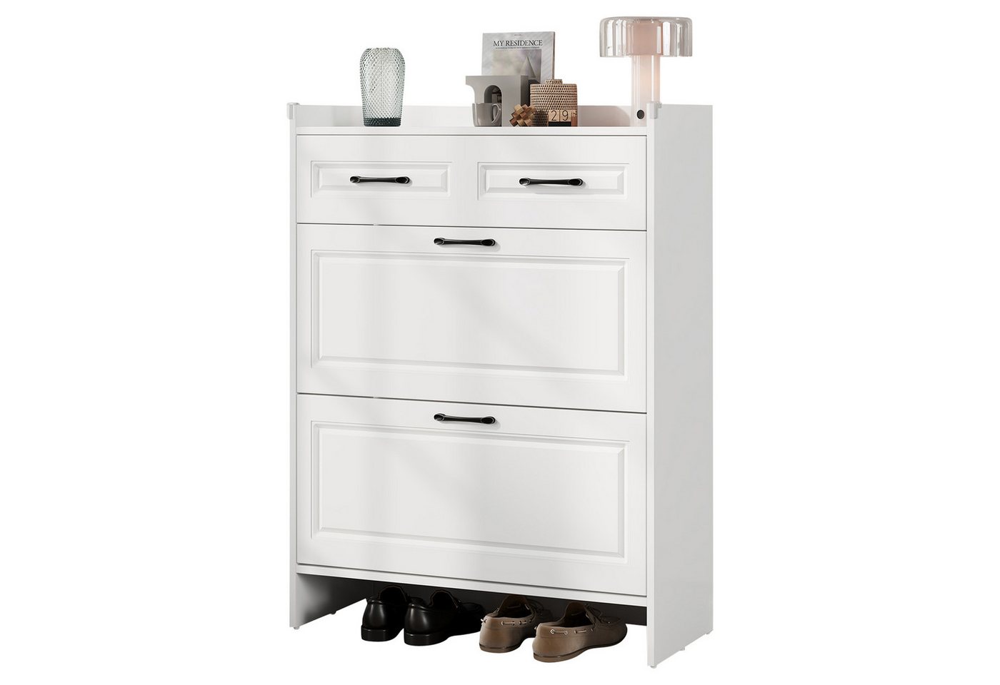 SeedWave Schuhschrank Schmaler Schuhkipper mit 4 Schuhfächern, Tischplatte mit Eckschutz 34cm Tiefe, 11,5cm Bodenfreiheit, Kippschutz-Set inklusive SeedWave Schuhschrank Schmaler Schuhkipper mit 4 Schuhfächern, Tischplatte mit Eckschutz 34cm Tiefe, 11,5cm Bodenfreiheit, Kippschutz-Set inklusive von SeedWave