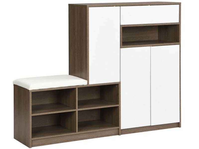 SeedWave Schuhschrank mit Sitzbank, Platz für 25 Paar, Verstellbare Regale Kippsicherung, Grifflose Türen, Modernes Flurdesign von SeedWave