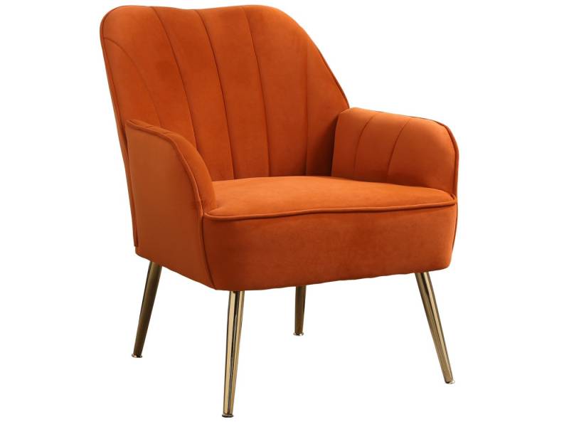 SeedWave Sessel Samt Lesesessel mit goldenen Metallbeine, Gemütlicher Lounge Stuhl, Modern Sessel Wohnzimmer,Relaxsessel mit Gekippter Rückenlehne von SeedWave