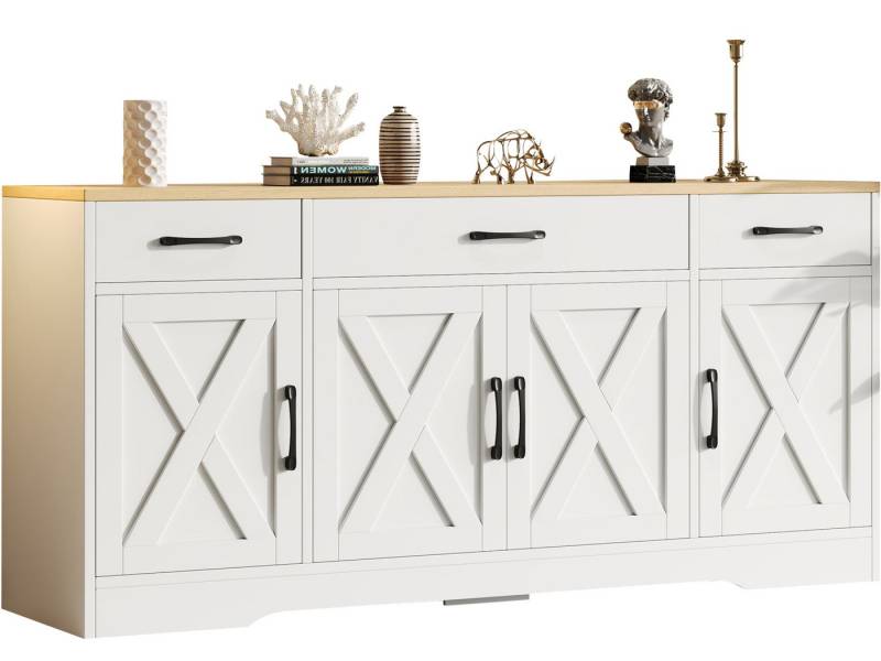 SeedWave Sideboard Moderne Kommode Vielseitiger Ess-Sideboard X-Förmig Design mit Fächern, Verstellbare Einlegeböden SeedWave Sideboard Moderne Kommode Vielseitiger Ess-Sideboard X-Förmig Design mit Fächern, Verstellbare Einlegeböden von SeedWave