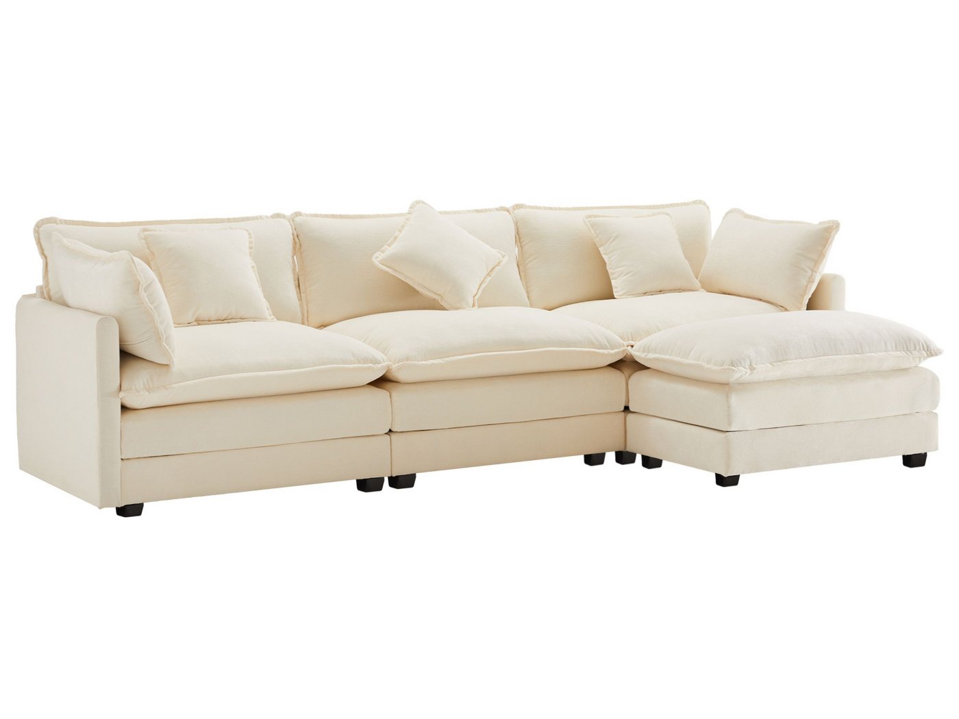 SeedWave Sofa 3-Sitzer L-förmiges Chenille-Sofa mit Doppelschicht-Polstern, abnehmbarem Fußhocker, 2 Lenden- & 2 Armlehnenkissen, robustem Rahmen SeedWave Sofa 3-Sitzer L-förmiges Chenille-Sofa mit Doppelschicht-Polstern, abnehmbarem Fußhocker, 2 Lenden- & 2 Armlehnenkissen, robustem Rahmen von SeedWave