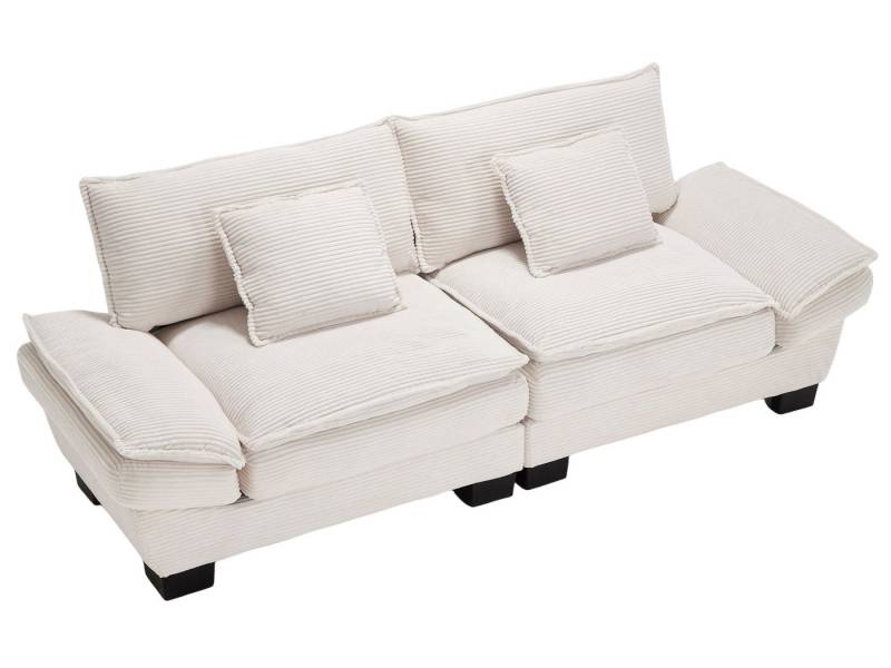 SeedWave Sofa mit Samtbezug, 2-Sitzer, Streifendesign, 56 cm Sitztiefe, 2 Kissen, 20 cm dicke Polster, abnehmbare Armlehnenkissen, 125 kg pro Sitz SeedWave Sofa mit Samtbezug, 2-Sitzer, Streifendesign, 56 cm Sitztiefe, 2 Kissen, 20 cm dicke Polster, abnehmbare Armlehnenkissen, 125 kg pro Sitz von SeedWave