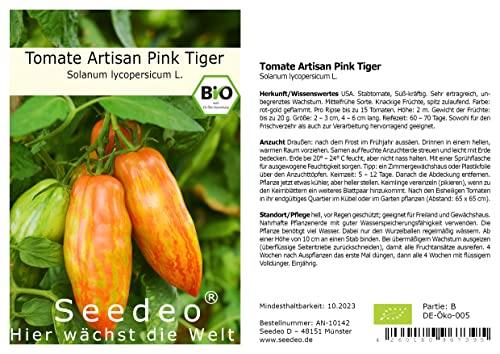 Seedeo® Tomate Artisan Pink Tiger (Lycopersicum L.) 20 Samen BIO von Seedeo