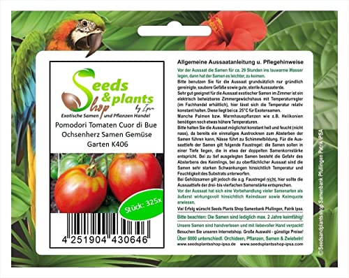 Stk - 325x Pomodori Tomaten Cuor di Bue Ochsenherz Gemüse Garten Pflanzen - Samen K406 - Seeds & Plants Shop by Ipsa von Seeds & Plants Shop by Ipsa