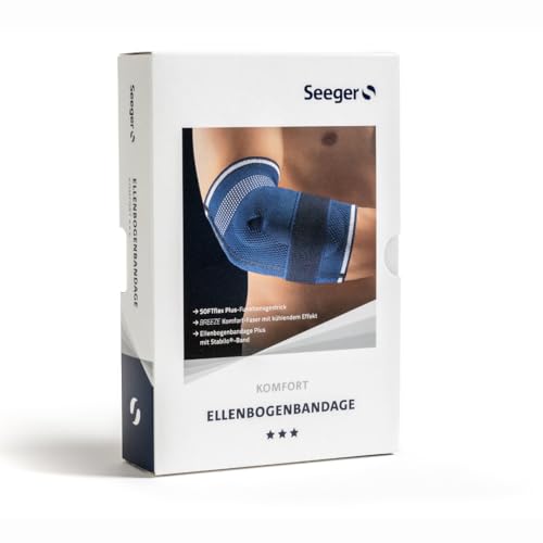 Seeger Ellenbogenbandage Komfort Plus – Kompressionsbandage bei Tennisarm & Schleimbeutelentzündung – für Damen & Herren – mit Silikonpelotten & Stabilo-Band – Blau Seeger Ellenbogenbandage Komfort Plus – Kompressionsbandage bei Tennisarm & Schleimbeutelentzündung – für Damen & Herren – mit Silikonpelotten & Stabilo-Band – Blau von Seeger