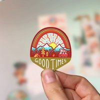 Good Times // Uv Proof Magnet Kühlschrankmagnet 5 cm - Van, Camping, Groovy & Outdoorsy von SeeknRevel