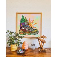 Hiking Poster // Natur Art Print - Boot, Landschaft, Gute Laune Stimmungsvolle Wanddekoration von SeeknRevel