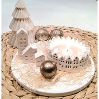 Teelichthalter Winterdorf Gips Weiß Kerzenhalter Weihnachtsdeko Tablett Modern Geschenk Handmade Teelichthalter Winterdorf Gips Weiß Kerzenhalter Weihnachtsdeko Tablett Modern Geschenk Handmade von SeelenGussGipsdesign