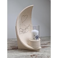 Grabschmuck Grablicht Sternenkinder Individuell Personalisierbar Grablaterne Stein Keramik Wetterfest Led-Grablicht Trauerkerze von Seelenlichtkeramik