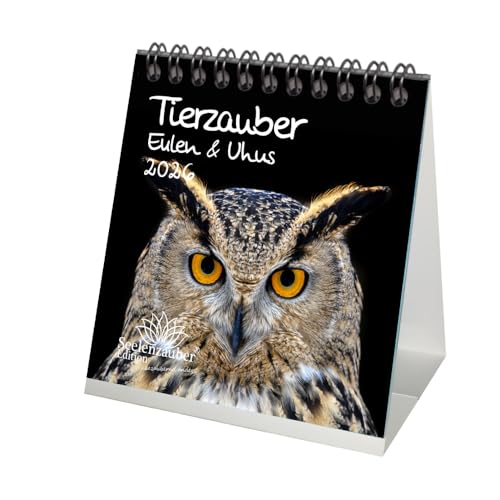 Eulenzauber Eulen und Uhus Tischkalender 10cm x 10cm für 2026 - Seelenzauber von Seelenzauber
