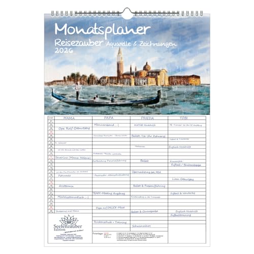 Reisezauber Aquarelle Planer Familienplaner 4 Spaltenplaner DIN A3 Kalender für 2026 Ferne Länder und Urlaubsträume - Seelenzauber Reisezauber Aquarelle Planer Familienplaner 4 Spaltenplaner DIN A3 Kalender für 2026 Ferne Länder und Urlaubsträume - Seelenzauber von Seelenzauber