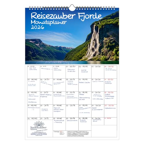 Reisezauber Fjorde Planer DIN A3 Kalender für 2026 Bach Fluß Baum Bäume Wald Natur - Seelenzauber Reisezauber Fjorde Planer DIN A3 Kalender für 2026 Bach Fluß Baum Bäume Wald Natur - Seelenzauber von Seelenzauber