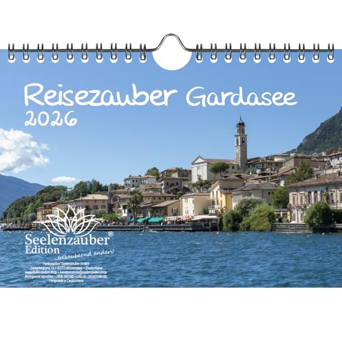 Reisezauber Gardasee DIN A5 Kalender für 2026 Urlaub Mediterran Italien - Geschenkset Inhalt: 1x Kalender, 1x Weihnachtsanhänger (insgesamt 2 Teile) von Seelenzauber