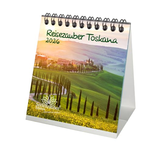 Reisezauber Toskana Tischkalender 10cm x 10cm für 2026 Florenz Urlaub Mediterran Italien - Seelenzauber von Seelenzauber