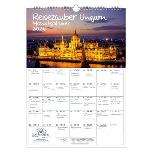 Reisezauber Ungarn Planer DIN A3 Kalender für 2026 Budapest Reise Urlaub Ferien - Seelenzauber Reisezauber Ungarn Planer DIN A3 Kalender für 2026 Budapest Reise Urlaub Ferien - Seelenzauber von Seelenzauber