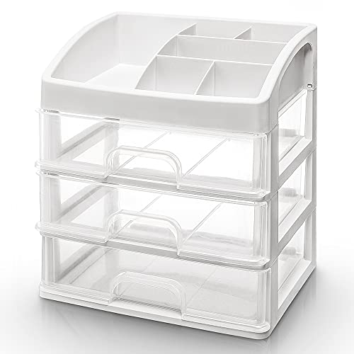 Seelux Kosmetik Organizer mit 3 Schubladen, für Aufbewahrung im Bad im Schlafzimmer von Lippenstift Schmuck Nagellack Nähgarn Büroutensilien Kleinteile von Seelux