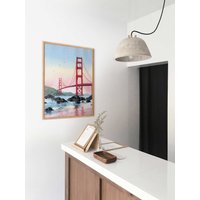 Büro Dekor Kunstdruck San Francisco Wartezimmer Wand Kunst Kalifornien Druck Golden Gate Bridge Aquarell von SeenAndFeltbyAdelya