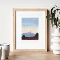 San Francisco Kunstdruck Druck Kleine Wand Dekor Urban Painting Wandkunst Aquarell Stadtbild Geschenk von SeenAndFeltbyAdelya