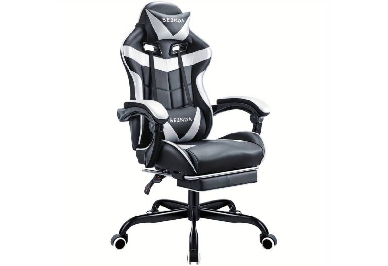 Seenda Gaming-Stuhl Computerstuhl, Bürostuhl, ergonomischer Stuhl (1 St), mit Fußstütze und Lordosenstütze von Seenda