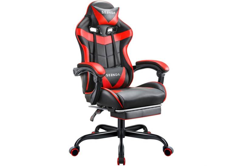 Seenda Gaming-Stuhl Computerstuhl, Bürostuhl, ergonomischer Stuhl (1 St), mit Fußstütze und Lordosenstütze von Seenda