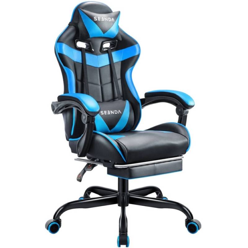 Seenda Gaming-Stuhl Computerstuhl, Bürostuhl, ergonomischer Stuhl (1 St), mit Fußstütze und Lordosenstütze von Seenda