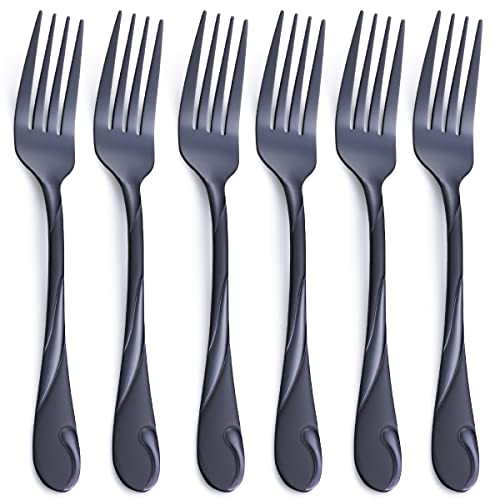Seeshine Schwarzes Tafelgabel Set, Seeshine 19,8 cm Edelstahl Schwarze Essgabeln, Besteck Gabeln 6 Stück von Seeshine