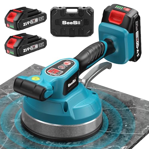 Seesii KP-160B Fliesenrüttler, Kabelloses Vibrationsgerät mit 2x2000mAh Batterien, 160mm Saugkraft, 12 Stufige Einstellung für Profis und Heimwerker Seesii KP-160B Fliesenrüttler, Kabelloses Vibrationsgerät mit 2x2000mAh Batterien, 160mm Saugkraft, 12 Stufige Einstellung für Profis und Heimwerker von Seesii