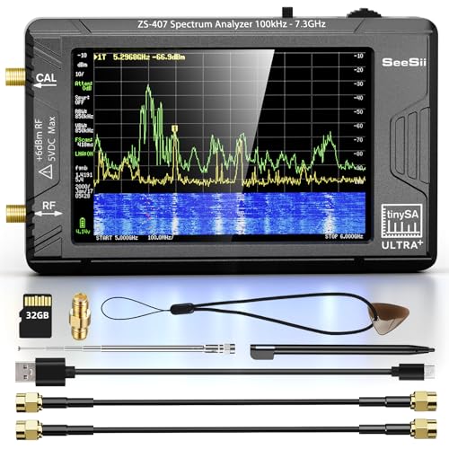 SeeSii TinySA Ultra+ ZS407 Spektrumanalysator 7,3 GHz: Update 2025 Display 4 Zoll HW V0.5.4 Tragbarer Frequenzanalysator 100 kHz – 7,3 GHz – 2-in-1 Generator RF 100 kHz bis 900 MHz MF/HF/VHF UHF von Seesii