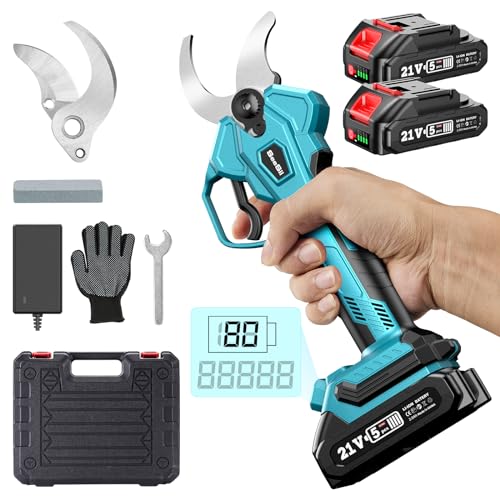 SeeSii Akku Astschere, Elektrische Gartenschere bis 40 mm Aststärke, Bypass-Klingen, 21V Li-Ion Baumschere, 2x2000 mAh Batterien, LCD Display, Bürstenloser Astschneider für 6-8 Stunden Gartenarbeit SeeSii Akku Astschere, Elektrische Gartenschere bis 40 mm Aststärke, Bypass-Klingen, 21V Li-Ion Baumschere, 2x2000 mAh Batterien, LCD Display, Bürstenloser Astschneider für 6-8 Stunden Gartenarbeit von Seesii