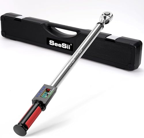 Seesii Digitaler Drehmomentschlüssel, 1/2 Zoll Antrieb (340N.m), 2% Drehmomentgenauigkeit, 3-Gang-Einstellung, Digitaler Drehmomentschlüssel mit Summer-LED-Licht für die Autowartung DH340 von Seesii