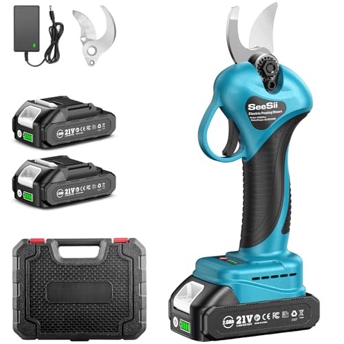 SEESII Akku Astschere, 33mm Elektrische Gartenschere mit Akku mit 600W bürstenlosem Motor, Akku-Baumschere mit 4000mAh Batterien & Ladegerät, SK5 Bypass Ersatzklinge, Geschenk für Gärtner & Obstbauern SEESII Akku Astschere, 33mm Elektrische Gartenschere mit Akku mit 600W bürstenlosem Motor, Akku-Baumschere mit 4000mAh Batterien & Ladegerät, SK5 Bypass Ersatzklinge, Geschenk für Gärtner & Obstbauern von Seesii