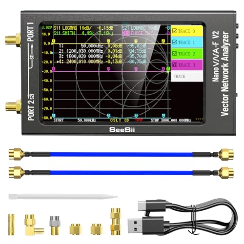 Seesii NanoVNA-F V2 Vektor Netzwerk Analysator, Antennenanalysator 50kHz-3000MHz HF/VHF/UHF/VNA mit 4,3 Zoll Display für, S-Parameter Messung, SWR-Spannung, Phase, Verzögerung, Smith Chart Seesii NanoVNA-F V2 Vektor Netzwerk Analysator, Antennenanalysator 50kHz-3000MHz HF/VHF/UHF/VNA mit 4,3 Zoll Display für, S-Parameter Messung, SWR-Spannung, Phase, Verzögerung, Smith Chart von Seesii