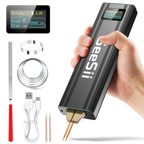SEESII Mini Punktschweißgerät für Akkus - SE-209 Punktschweißgeräte für Batterien mit 5,0 Ah Akku 80 Gänge, Mini Spot Welder für 0,1-0,2 mm Nickelbleche, Eisen, Edelstahlblechen von Seesii