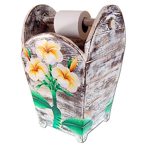 SEESTERN Toilettenpapier Holz Korb/Halter Frangipani Blüten handbemalt Höhe 45 cm /1949 SEESTERN Toilettenpapier Holz Korb/Halter Frangipani Blüten handbemalt Höhe 45 cm /1949 von Seestern Sportswear