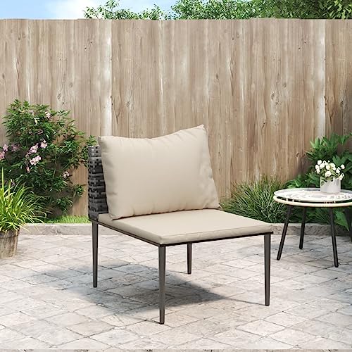 Seeye Bequemes Mittelsofa für die Terrasse mit Kissen, modernes graues Rattan-Design für Entspannung im Freien von Seeye