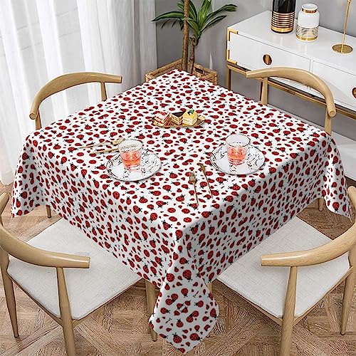 Sefzcxdn Tischdecke mit Marienkäfer-Druck, abwischbar, quadratisch, waschbar, Polyester-Tischdecke für Küche, Esszimmer, Party, Picknick, 137 x 137 cm von Sefzcxdn