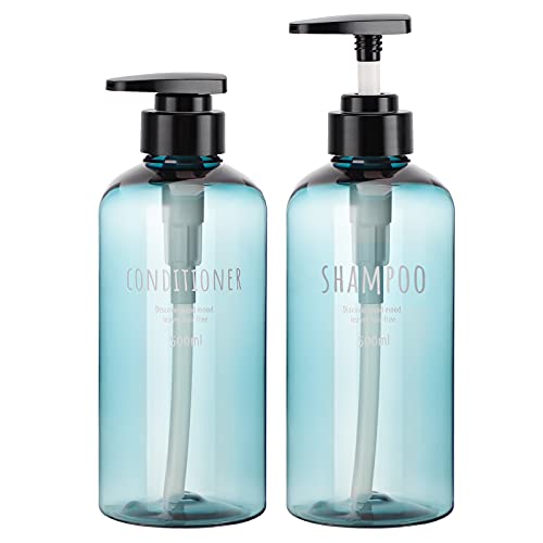 Segbeauty 16.9oz Duschflaschen Nachfüllbar, 2pcs 500ml Flüssigseifenspender für Badezimmer, Pumpflaschen für Shampoo Conditioner Hotelbadezimmer Kunststoffpresse Spender Blau Press von Segbeauty