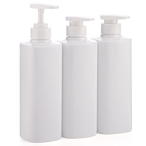 3 Stück Seifenspenderflaschen, Segbeauty 500 ml Shampoo-Flaschen mit Etiketten, 16,9 oz nachfüllbare Handseifen-Pumpflaschen-Set für die Dusche im Hotelbad, weiß von Segbeauty