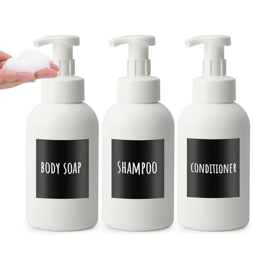 Segbeauty Seifenspender Weiß, 3 Stück 500Ml Schaumseifenspender, Duschgel Spender Leere, Seifenspender Schaum, Shampoo Spender für Dusche, Schaumspender Nachfüllbarer für Bad und Küche von Segbeauty