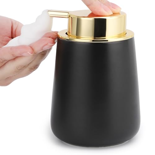 Segbeauty Seifenspender Schwarz, Schaumspender 400ml, Soap Dispenser Keramik, Seifenspender Küche mit Schaumpumpe, Schaumseifenspender für Shampoo, Duschgel, Waschmittel von Segbeauty