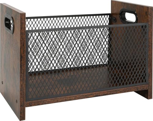 Brisbane Zeitschriftenständer - Zeitschriftenhalter - Zeitungsablage Schreibtisch Organizer - Zeitungsbox Mesh und Holz - Zeitungsbox für Desktop und Home Office - Braun Schwarz - 22 x 41 x 30 cm von Segenn