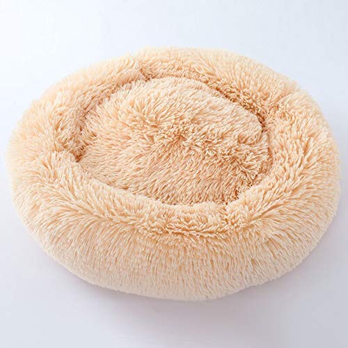 Segle Hundebett,Katzenbett,rutschfeste Unterseite,Runde Form,Weiches Donut-Haustierbett, luxuriöses Fell-Donut-Design,Verschiedene Größen,Flauschig, Weich,Hundekissen,Hundesofa-Beige-50 * 50 * 20cm von Segle