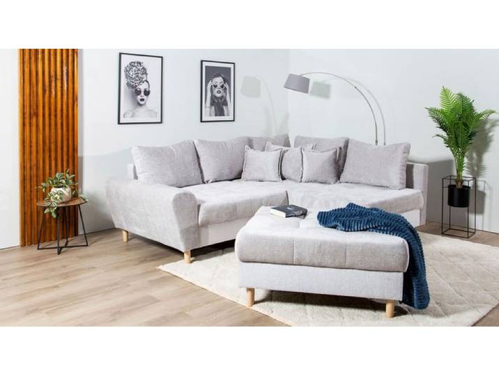 Ecksofa mit Hocker Rice Grau Stoff von Segmüller