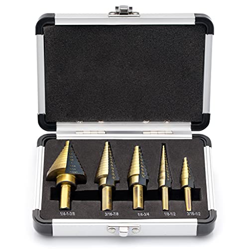 Segomo Tools SAE Stufenbohrer-Set, 50 Größen, HSS Kobalt mit Aluminiumgehäuse, 5-teilig Segomo Tools SAE Stufenbohrer-Set, 50 Größen, HSS Kobalt mit Aluminiumgehäuse, 5-teilig von Segomo Tools