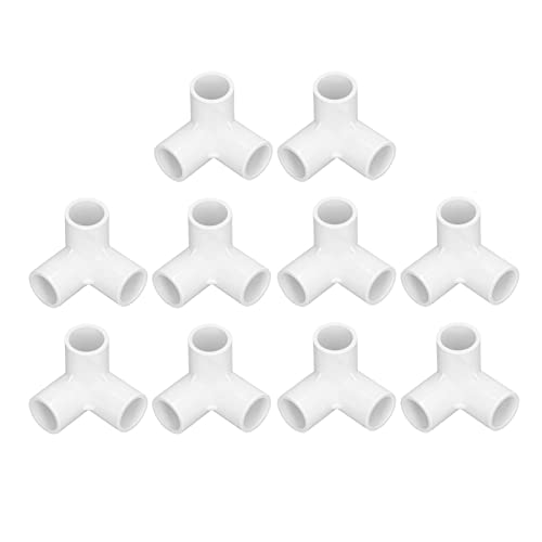 10 Stück PVC Rohrverbindungen 20 mm Innendurchmesser 3 Wege Steckverbinder für Möbelbau Treibhausschuppenkonstruktion Weiß von Segrehy
