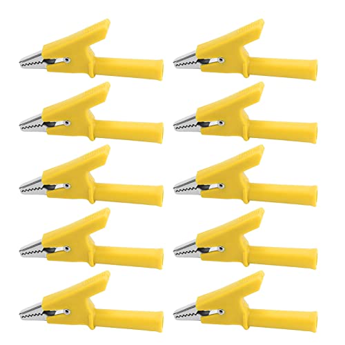 10pcs Crocodile Clip Testing Clamp 10 mm Öffnen 10a mit 4mm -Buchse -Zubehör -Set -Kit für elektrische Projekte und Autobatterien PVC -Messingmaterial (Gelb) von Segrehy